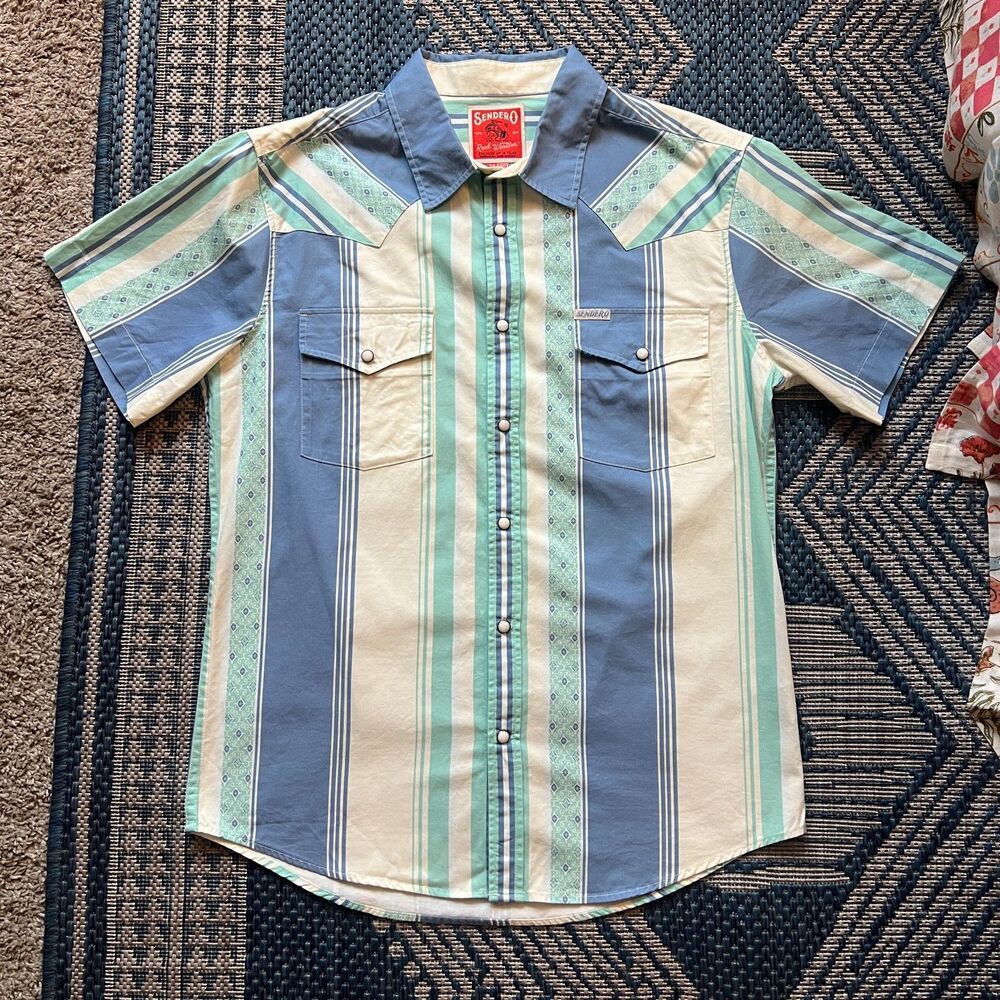Western boho indie pearl snap size M Sendero 100% cotton going out top